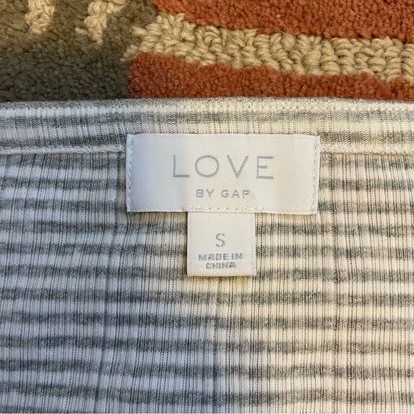 NWT GAP Ribbed Modal Pajama Top - Gray and White Stripe - Picture 6 of 8